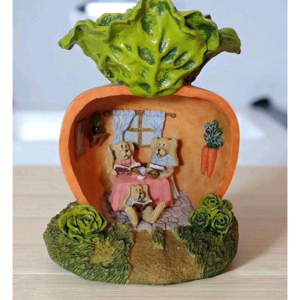Vintage CBK Bunny Rabbit Diorama Carrot House with Box Easter Spring Kitsch